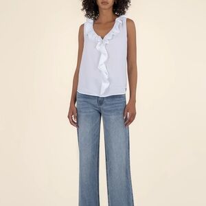 Kut from the Kloth White Ruffle Top, NWT, size XL